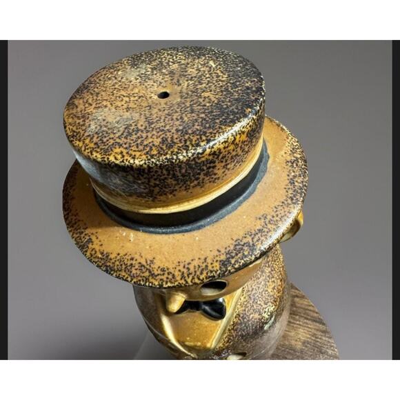 Vintage Ceramic Gentleman Candle Holder – Brown Top Hat Man Wax/Oil Burner – MCM - Picture 8 of 9